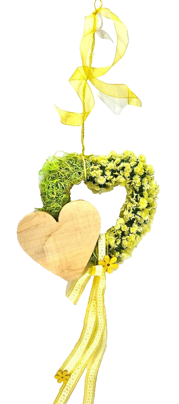 Casa-Poador Kranz Türkranz Wand Kranz künstlich 20 cm D gelb Natur Herz Deko