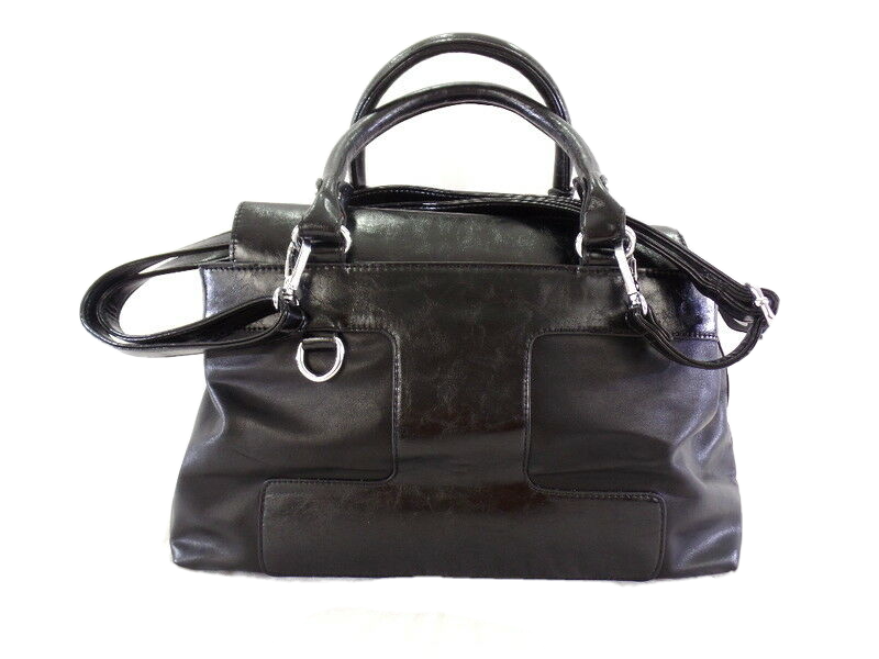 Tasche Mahel Schwarz teils Lackoptik Schultertasche Henkeltasche Damentasche