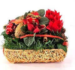 Casa-Poador Weihnachtsgesteck künstliche Accessoires Zapfen Tanne Kugeln Rosen