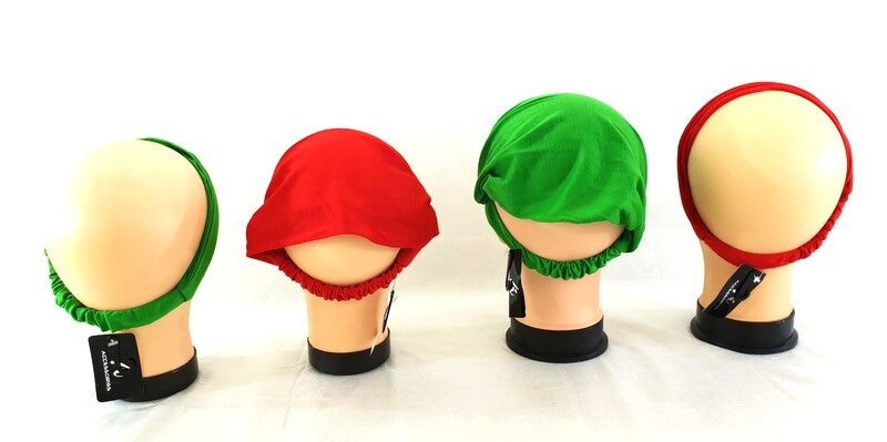 Haarband 4 er Set Unifarben 2 Farben Grün Rot Stoff Stirnband Bandana Haarbänder