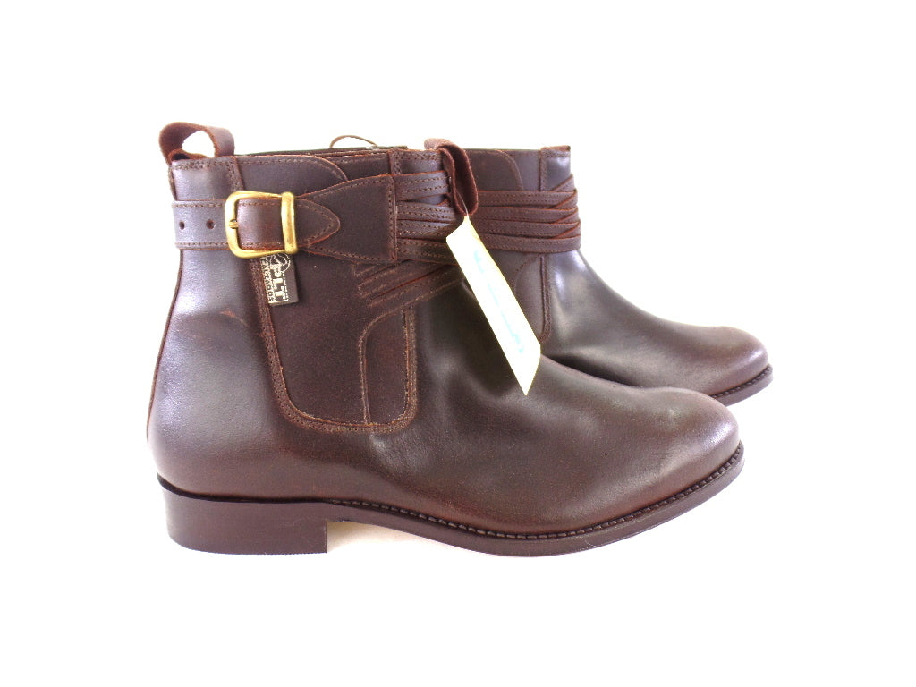 Reitstiefelette 45 Braun Rund Echtleder Cambrelle Schnalle Labor USA 11,5 UK 11