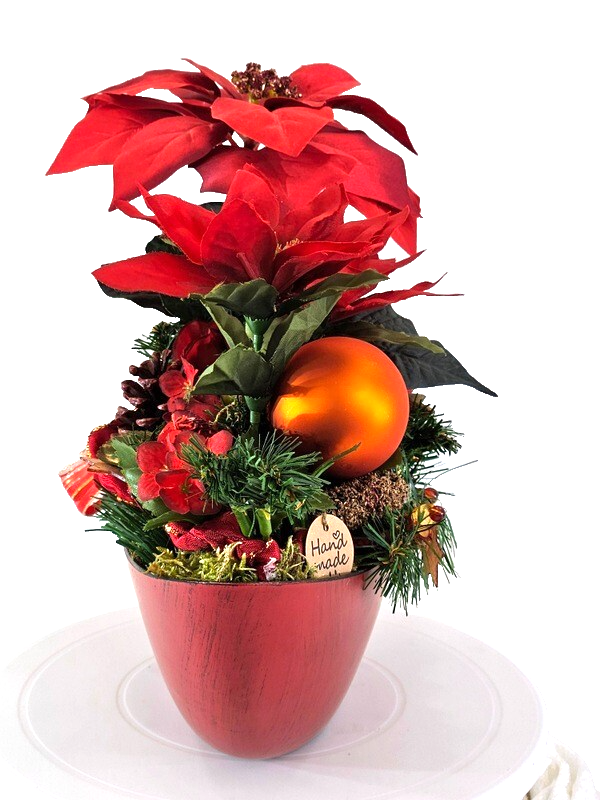 Casa-Poador Weihnachtsgesteck ellipse rote Weihnachtssterne künstlich Dekoration