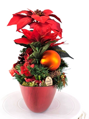 Casa-Poador Weihnachtsgesteck ellipse rote Weihnachtssterne künstlich Dekoration