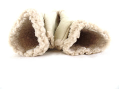 Handschuhe Fingerlos Creme Beige L / XL Kunstleder Kunstfell Natural Spirit