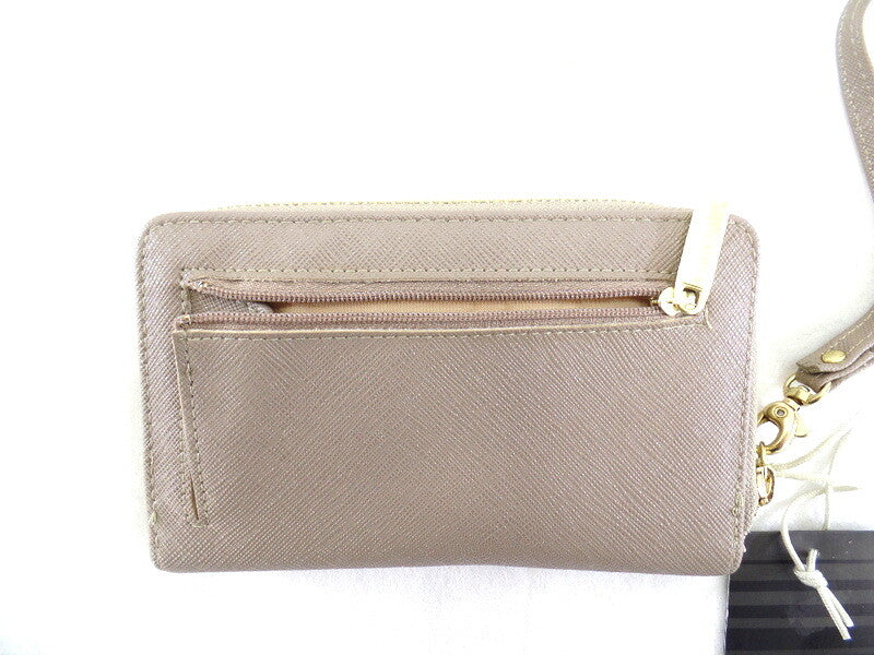 Geldbörse Portmonaie Wallet Taupe Etui New Design Querformat Fee Anhänger