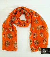 Schals Tücher Set 2 Stück Orange Uni Tigerkopf 100 % Polyester