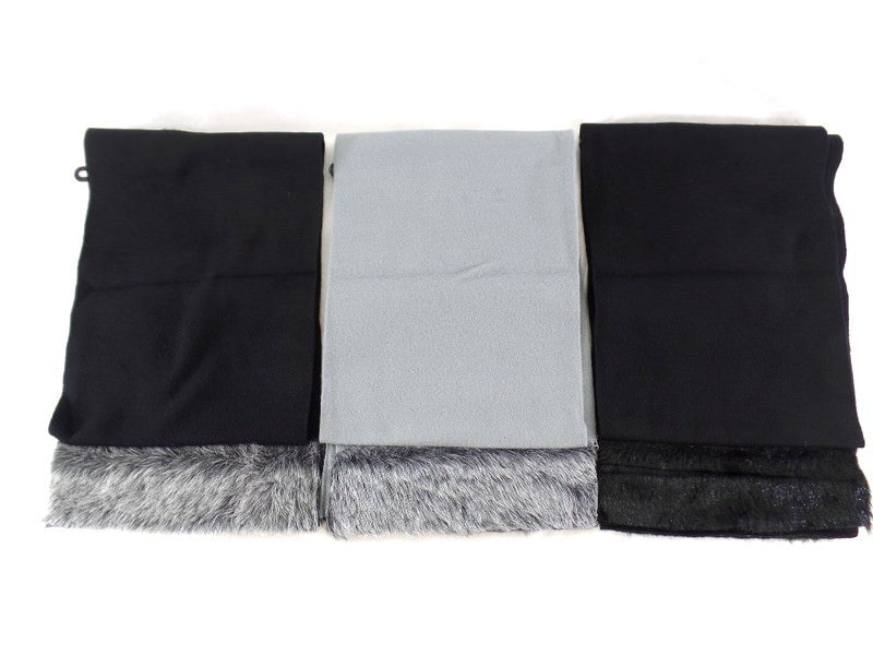 Schals Tücher Stola mit Kunstfellbesatz 3 Farbvarianten wählbar 100 % Polyester