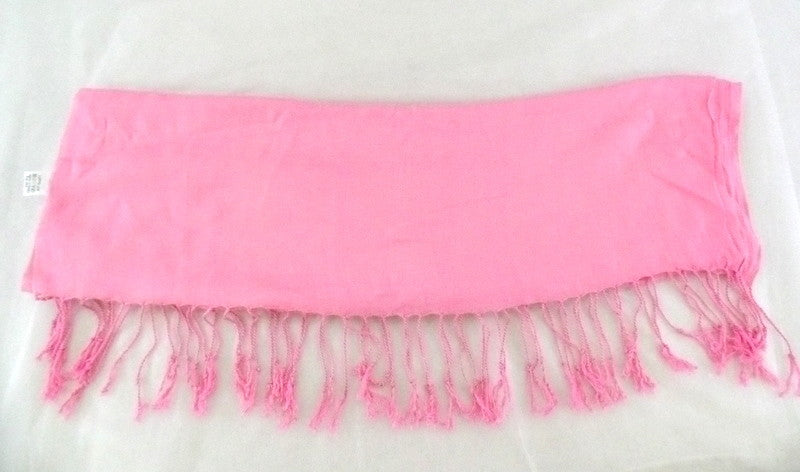Schal Tuch Stola Fransen Rosa 100 % Viscose XXL Schal 190 Lang 65 Breit