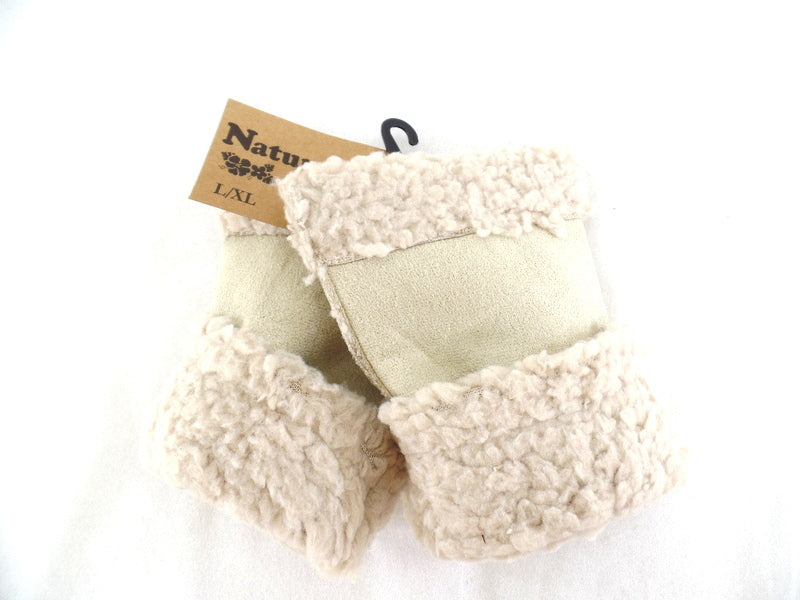 Handschuhe Fingerlos Creme Beige L / XL Kunstleder Kunstfell Natural Spirit