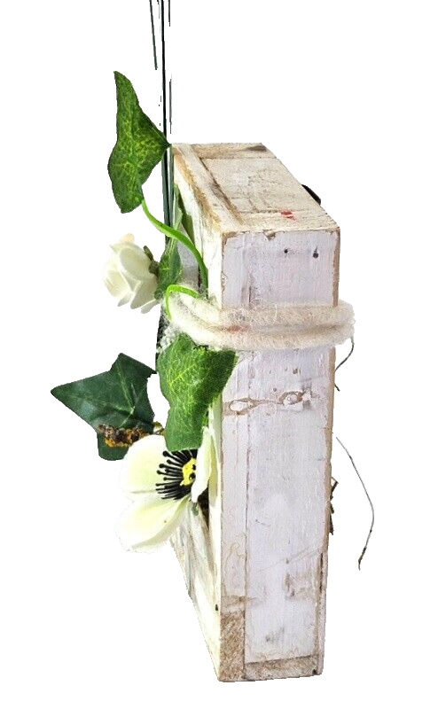 Casa - Poador Holz Bilderrahmen Vintage Shabby Weiß Kunstblumen Geschenk Deko