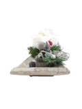 CASA - POADOR ADVENTSGESTECK Weihnachten Tischschmuck Kerze Weiß Grau Silber Elchfigur