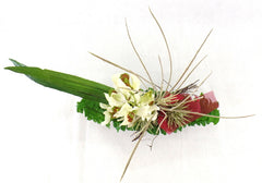 Orchideengesteck Seide Kunstblumen Ellipse Blumengesteck Bordaux Schleife