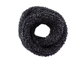 SCHAL RUNDSCHAL Schwarz Loop Wickelschal silberfarbige Fäden gestrickt dick Top