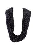 SCHAL RUNDSCHAL Schwarz Loop Wickelschal silberfarbige Fäden gestrickt dick Top