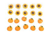 STREUBLUMEN SONNENBLUMEN Kürbis 5 cm je 10 Stück einzeln in Folie Klebepunkt
