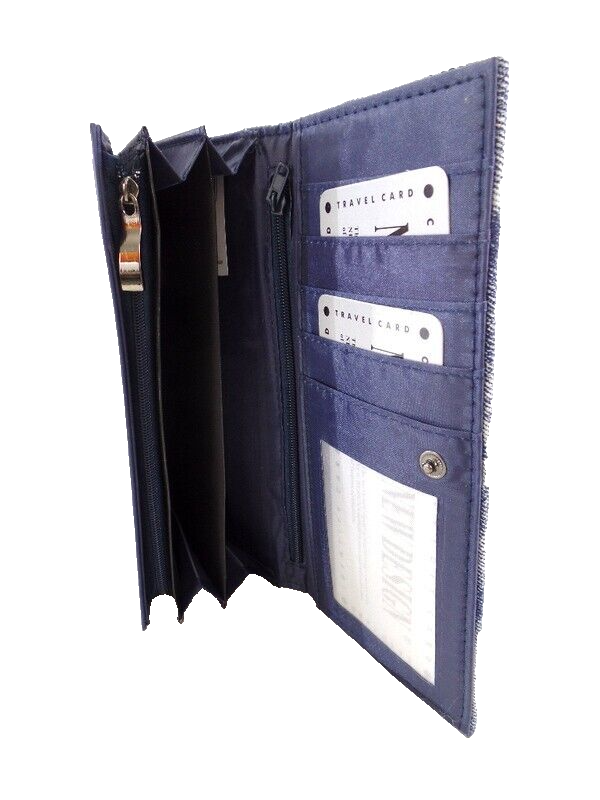 Geldbörse Sternmuster New Design Etui Jeansstoff Querformat Wallet Portmonaie