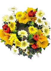 Casa-Poador Kranz künstliche Blumen Gerbera Osterglocken Tulpen Küken Tischdeko