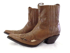 Westernstiefel 39 Braun Short Tan Natural Applikationen Leder spitz Pistolero