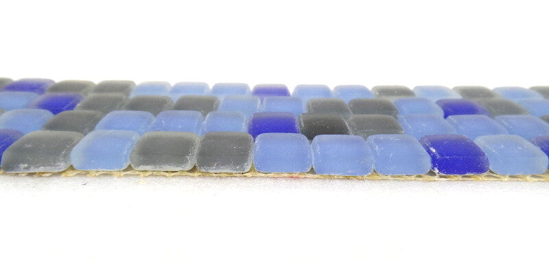 BORDÜRE Glasmosaik Blau Grau Mix hell dunkel matt Borde 1 Streifen unregelmäßig