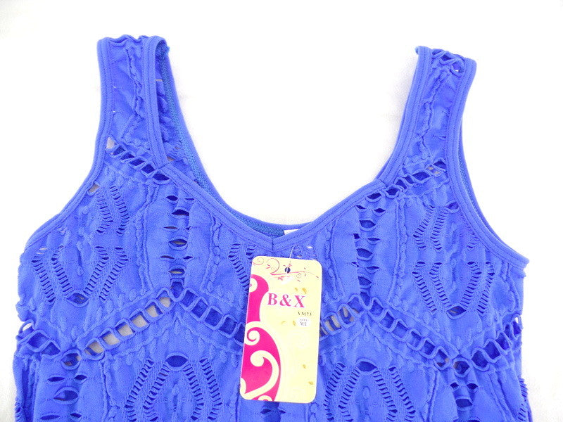 Top Trägertop Netztop Netzshirt M / L Stretch in Blau B & X Figurbetont