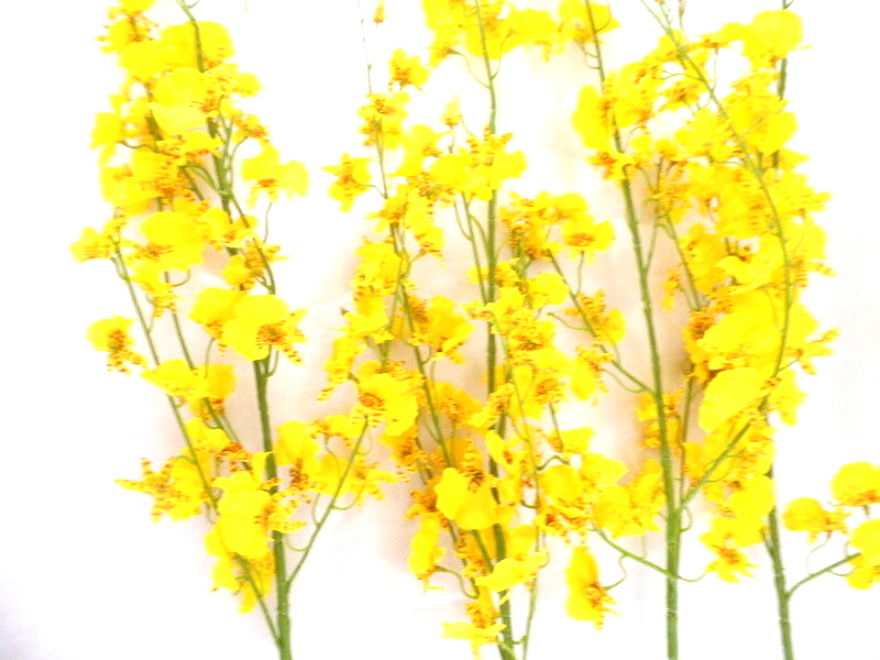 Künstliche Seidenblumen Orchideen Gelb 4 Zweige 100 cm  Dekoration Top !