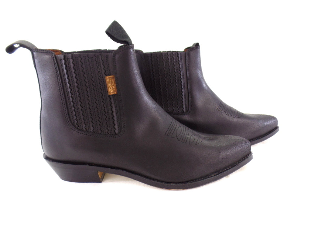 Reitstiefelette 45 Schwarz Spitz Gummizug Echtleder Spitz Labor USA 11,5 UK 11