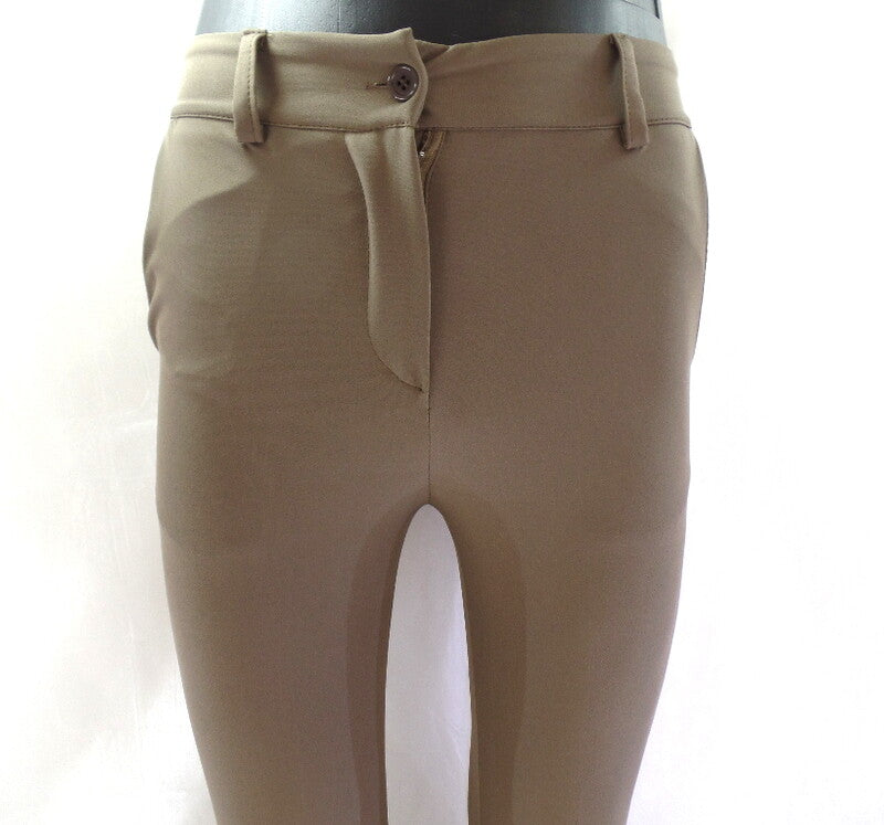 Hose Chic & Mit Kaki Größe S Bundfaltenhose Buisnesshose Italy