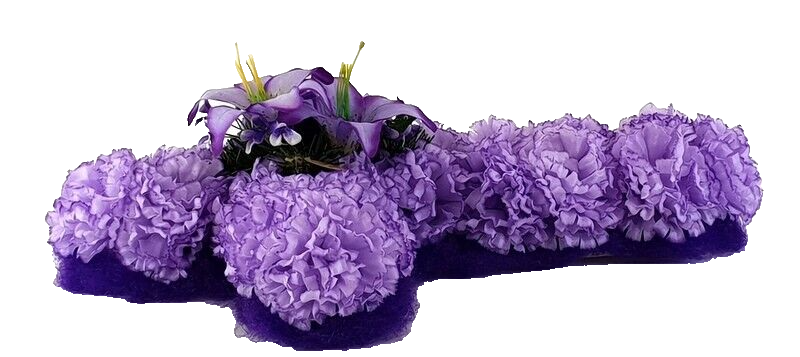 Grabgesteck Kreuz Styroporkreuz künstlich Nelken Lilien Friedhof Grabschmuck