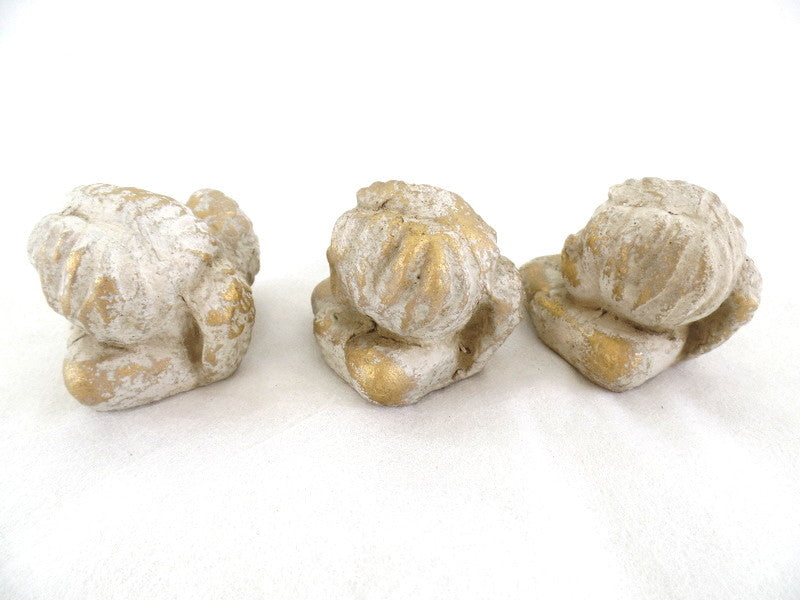 3 Engel Engelfigur patiniert goldfarben 7,5 cm x 6 x 5,5 cm Weihnachten Deko kl.