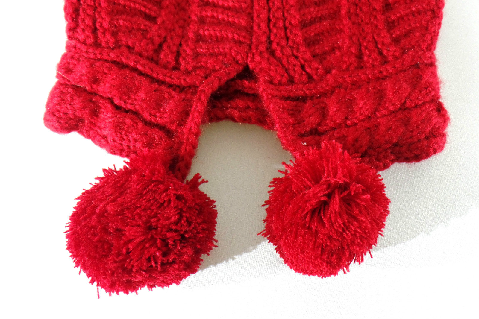 Mütze Strick Rot Winter 3 Bommel Git Strickmütze