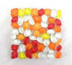 BORDÜRE Glasmosaik Napoli Polygonal Soft Glas Gelb Orange Rot glatt 1 Quadrat