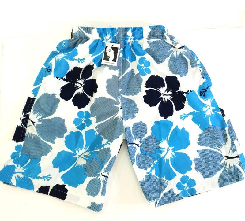Badehosen Kinder3 für 2Badeshorts 146 - 158 Hibiskus Shorts geblümt Rot Blau