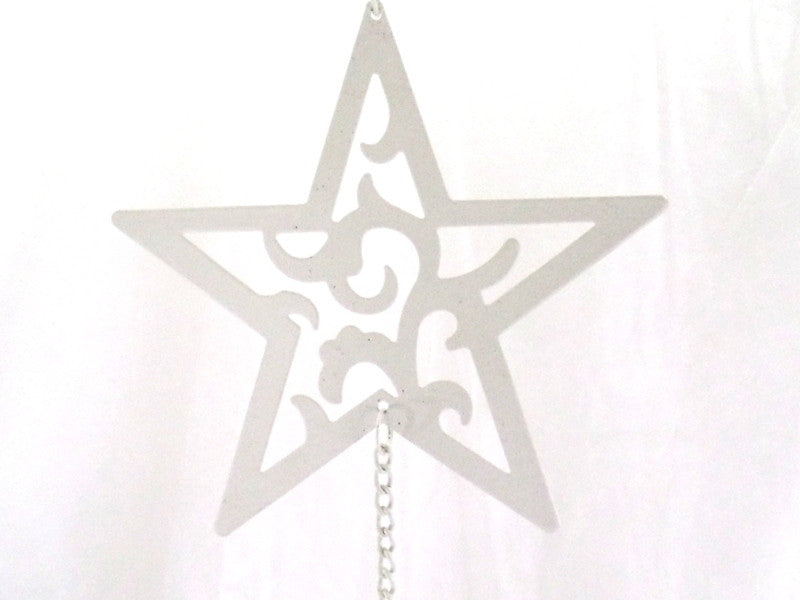 Teelichthalter Weiß Stern Ornamentik Metall Milchglas 82 cm L Fensterhänger Dek