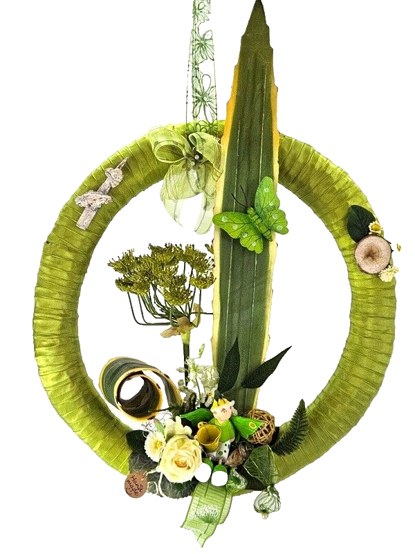 Kranz Türkranz Wand Kranz künstlich trocken Weiß Grün Natur Natur 43 cm