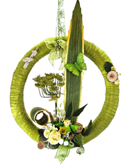 Kranz Türkranz Wand Kranz künstlich trocken Weiß Grün Natur Natur 43 cm