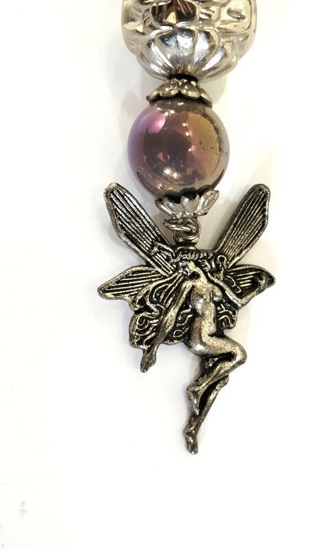 Schal Tuch Lila / Flieder Schmuck Anhänger Kugeln Engelflügel Elfe
