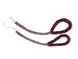 HALSKETTE COLLIER 16 cm D. Band Bourdaux Knoten silber / bordauxfarbene Perlen