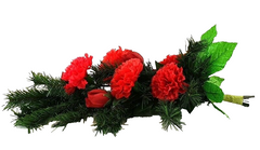Casa-Poador Grabstrauß Seide Strauß Rote Nelken Rosen zum legen künstlichBlumen