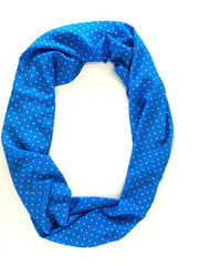 Schal Rundschal hellblau mit Rosa Punkten Loop Wickelschal 100% Polyester