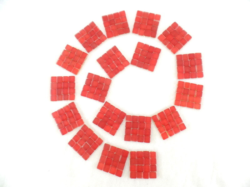 BORDÜRE Glasmosaik Rot matt Glas Borde 18 x Quadrate 50 x 50 mm 288 Steine 5 mm