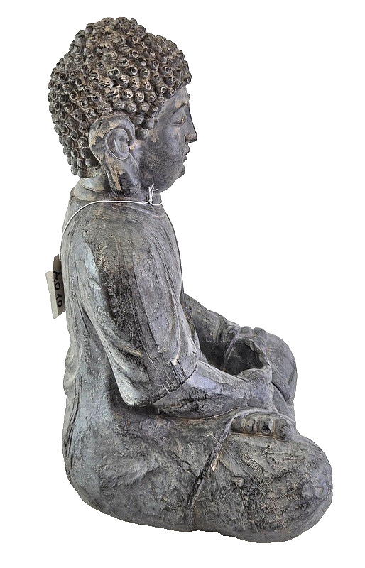 Buddha Figur sitzend Feng Shui Statue Thai grau 30 x 20 x 18 cm Deko Geschenk
