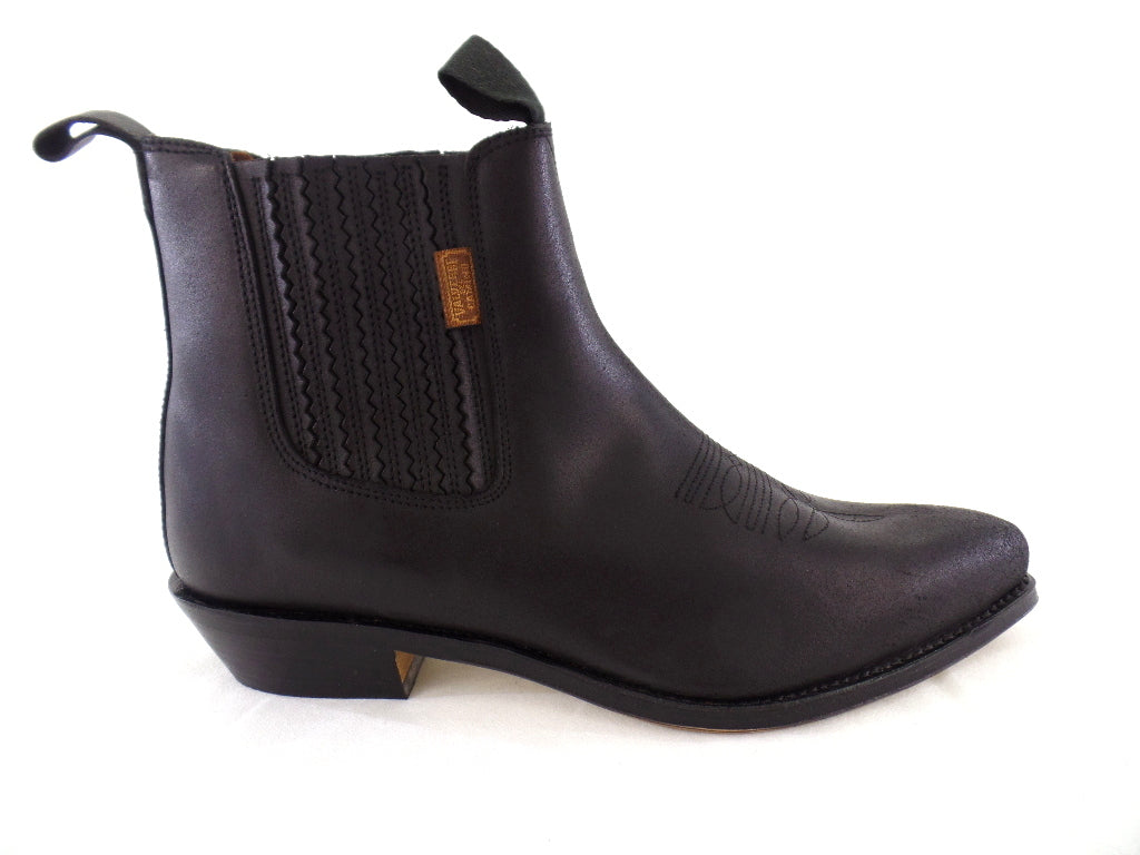 Reitstiefelette 45 Schwarz Spitz Gummizug Echtleder Spitz Labor USA 11,5 UK 11