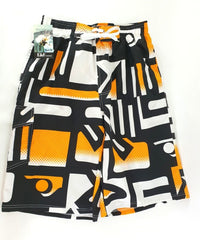 Badehose Badeshorts M Beach Wear E & F Shorts Schwarz Orange gemustert Bermuda