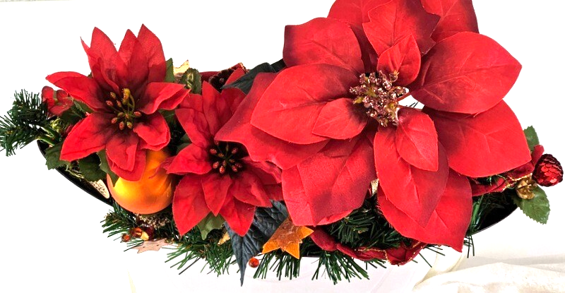 Casa-Poador Weihnachtsgesteck ellipse rote Weihnachtssterne künstlich Dekoration