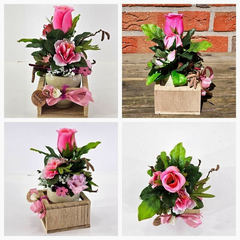 Casa-Poador Künstliches Gesteck Kunstblume in Holzkästchen Blume Geschenk Deko