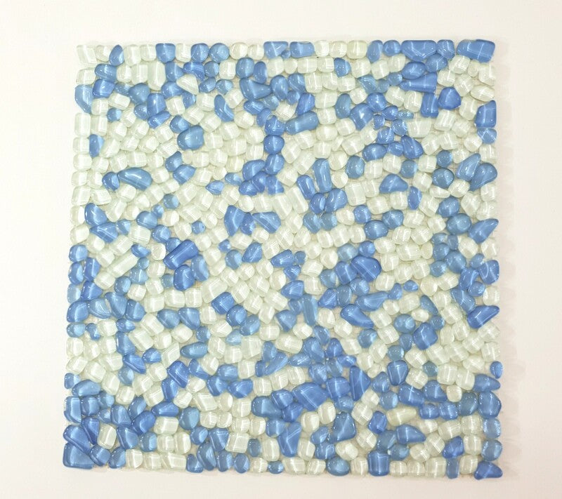 CASA-POADOR Mosaik Fliesenmatte Polygonal weiß hellblau glänzend