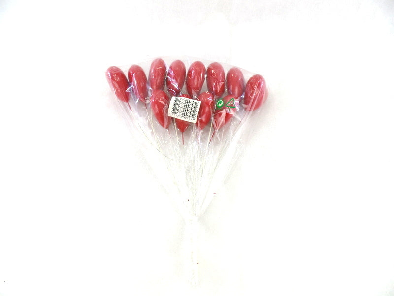 Herzen 12 Stück Kunststoffherzen am Stab 5 x 5 cm Rot lackiert Blumenstecker