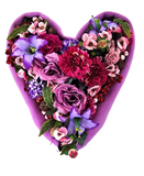 CASA - POADOR GRABSCHMUCK Herz Rosa Lila  Rosen Dahlie Kunstblumen Friedhof
