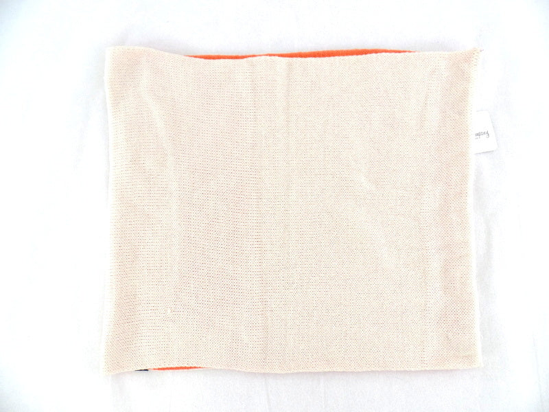 Schal Rundschal Weiß mit Orangen Peacezeichen Schlauchschal Schlupfschal H.C.