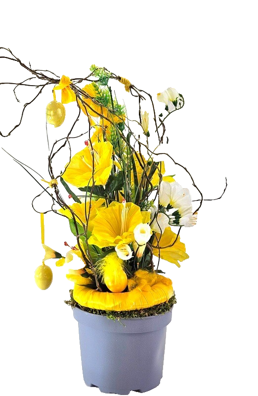 Casa-Poador Ostergesteck Kunststoff Topf Osterglocken Kunstblumen Frühling Deko